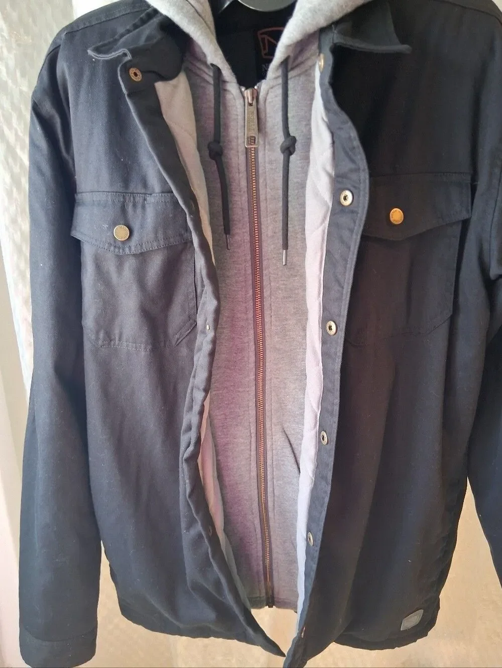 Noble Outfitters Men's Black Hooded Field Jacket - Classic Casual Layer Sz L